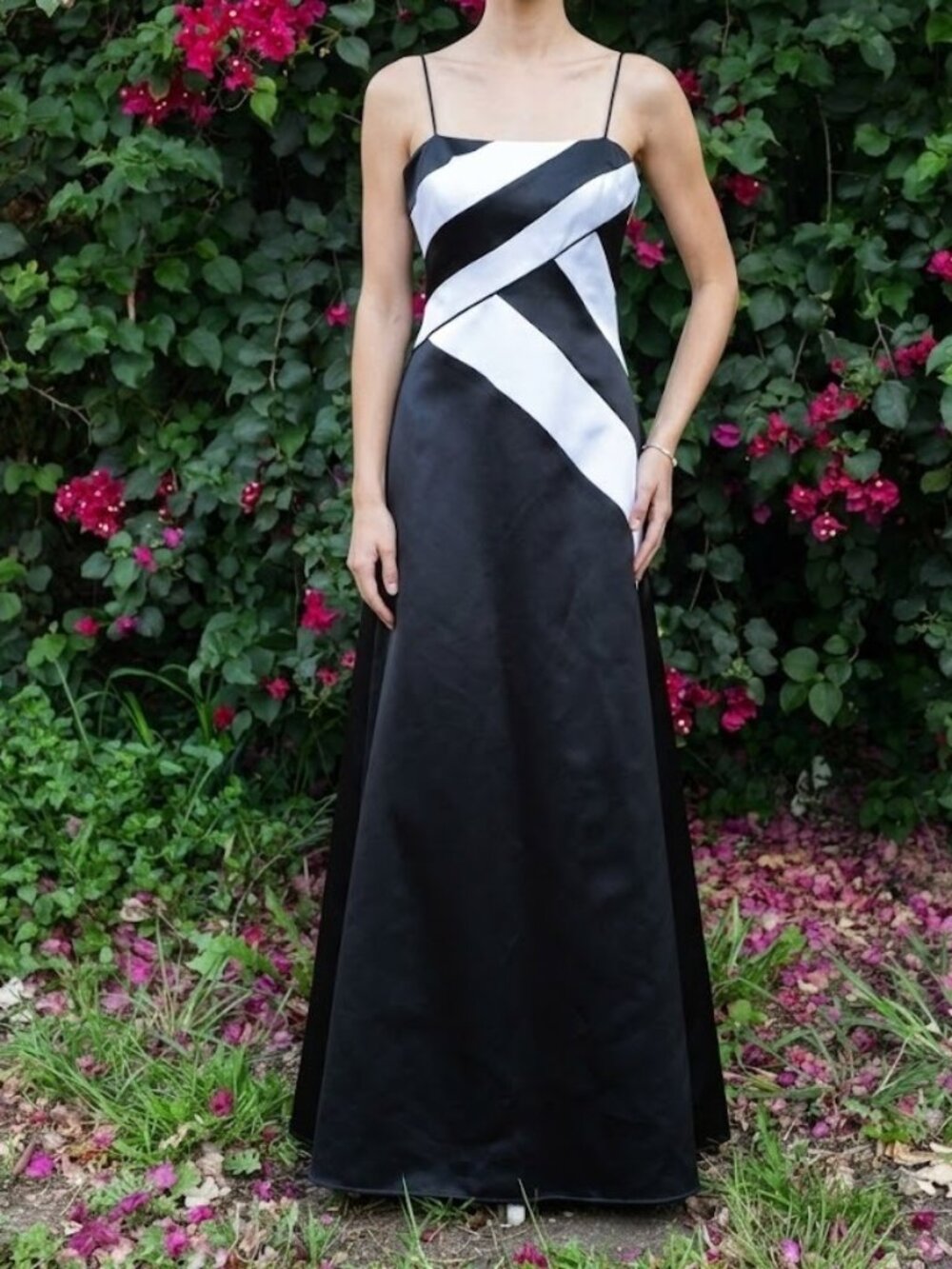 CACHÉ Satin Long Gown Spaghetti Strap Dress Slip Formal Prom Size 4